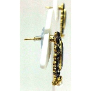 Gold Oxidized Women Earring Stud Jewelry PushBack Classy Gift Rhinestone Bead 21